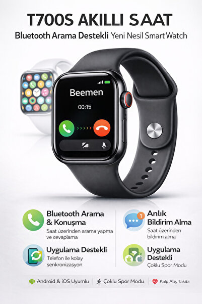 beemen T700S Akıllı Saat Bluetooth Arama Konuşma Bildirim 1.99'' Büyük Ekran Android iOS