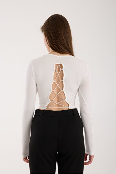 Modazeyosh بلوزة نسائية بتفاصيل مطاطية على الظهر