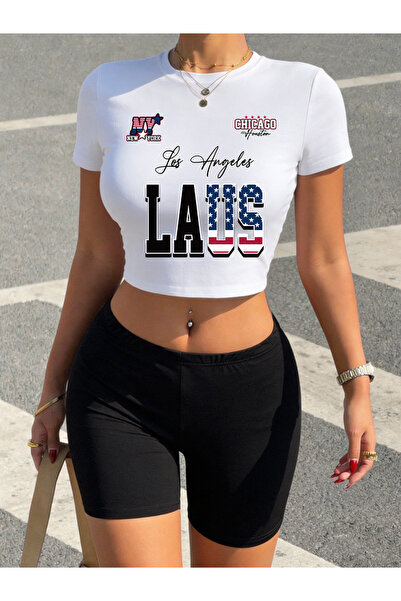 NOISSEY Καλοκαιρινά μπλουζάκια Los Angeles USA Lettered με τύπωμα Babby Teela...
