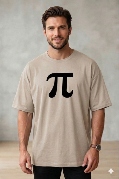 ALİ.COM Unisex Pi Count Printed Crew Neck Cotton Llu Oversized T-Shirt