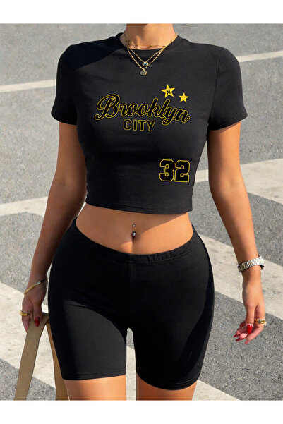 NOISSEY Summer Wear Brooklyn City 32 cu imprimeu Babby TeeT-shirt Pantaloni s...