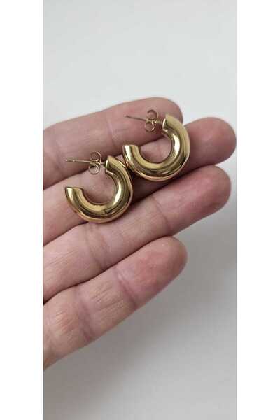 MITH SB TAKI Stainless Steel Thick Hoop C Earrings