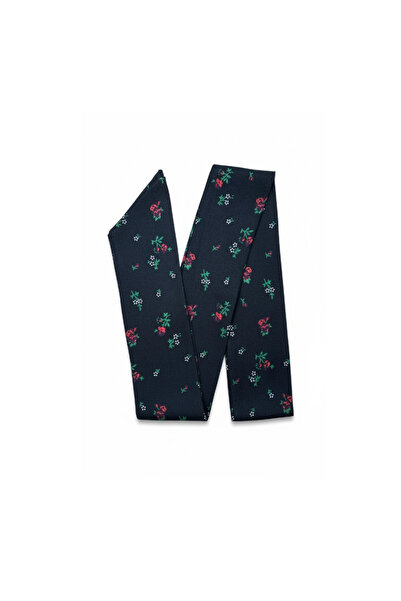 maia Black Floral Print Viscose Long Scarf – 150×6 cm – 4 Seasons