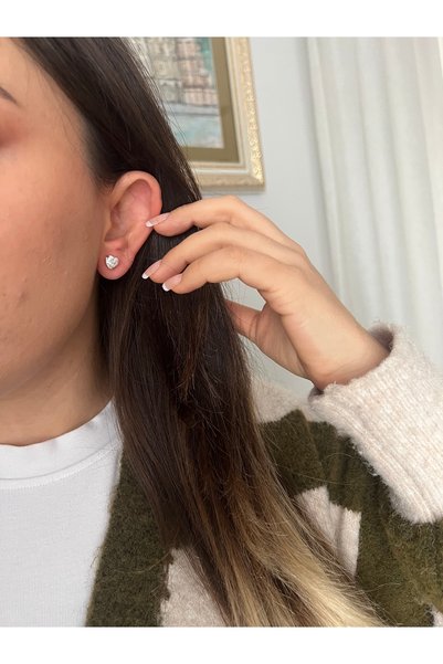 BusradanDesign Xuping Heart Stone Earrings Gold Color Zircon Stone Minimal Women's Earrings Daily Stylish Earrings