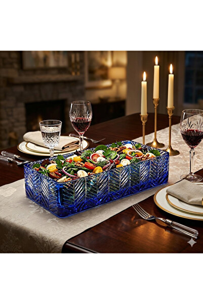 AYZ HOME Colorful Folia Hand-Cut Crystal Salad / Presentation Bowl - 12X24 cm