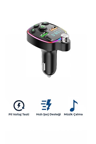 TEKNOHANE Bluetooth Çakmaklık FM Transmitter USB TYPE-C MP3 SD Kart Flash