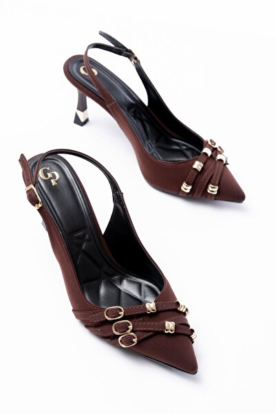 simplicity Gold Premium Bitter Brown Pointed Toe Με αγκράφα Γυναικεία Παπούτσ...