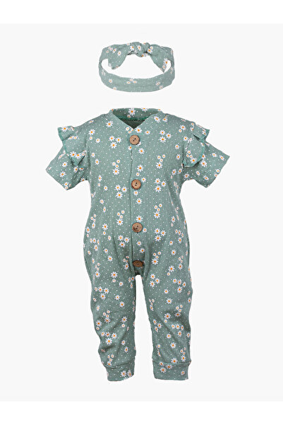 Baby Cara طقم ملابس أطفال - قطن تركي بتصميم زهور الأقحوان