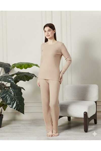 sevateks Γυναικείο σετ πιτζάμες από 100% βαμβακερό ύφασμα - Μακρυμάνικο, με ρ...