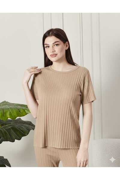 sevateks Γυναικείο σετ πιτζάμες από 100% βαμβακερό ύφασμα - Ριμπάνες με κοντό...