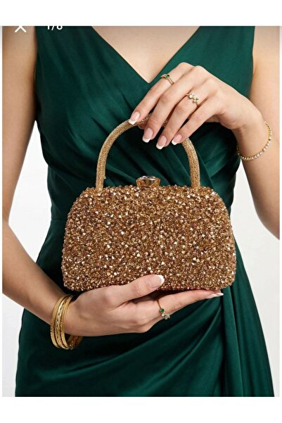 ÇANTAM GELSİN Women's Crystal Stone Evening Dress Bag Special Occasion Bag Gr...