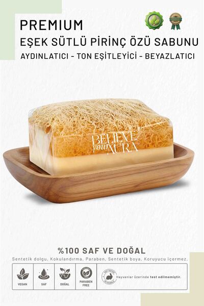 Believe Your Aura Donkey Milk Rice Extract Soap - 100% Natural Pumpkin Fiber ...