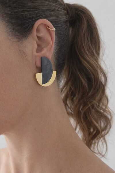 MITH SB TAKI Stainless Steel Dark Blue Pearl Moon Earrings