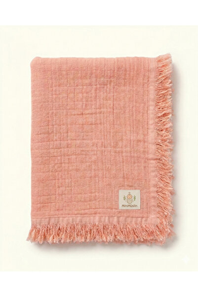MiniMüslin 100% Cotton Yavru Ağzı 4-Layer Muslin Tasseled Blanket 115X95Cm Oe...