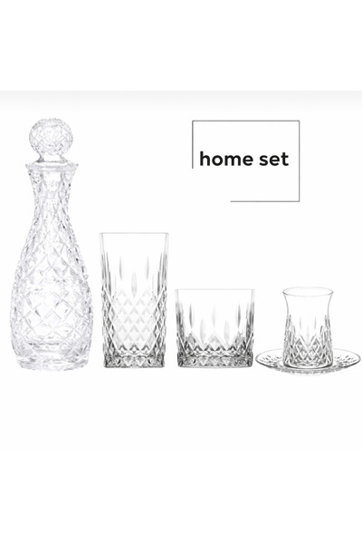 HOME SET 49 Parça Kristal Desenli Cam Sürahi Seti