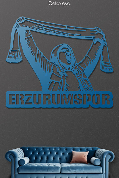 Dekorevo Erzurum Taraftar Metal Duvar Tablosu - Metal Duvar Sanatı - Mavi