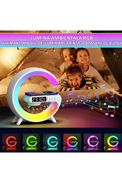 novim Boxa Multifunctionala 4 in 1 , Lampa LED RGB Smart,cu ceas, Boxa Blueto...