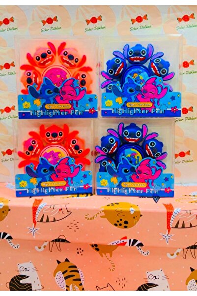 ÖZ KIRTASİYE Stitch 6 Renkli Stres Çarklı Fosforlu Kalem (1adet)
