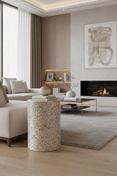 ConceptLuxe Kumsal Sedefli Yan Sehpa Tabure