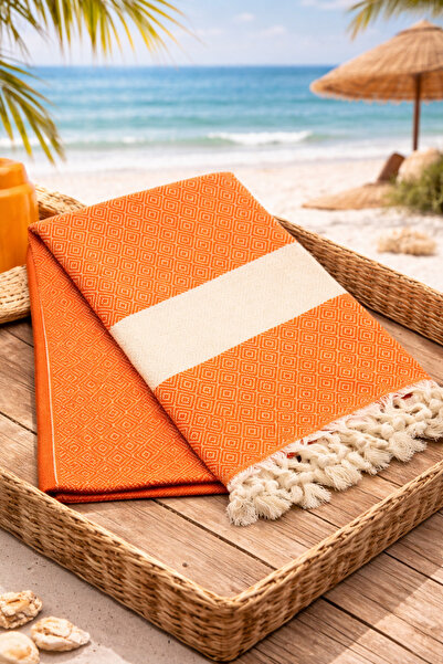 serelya Beach Towel Peshtemal 100% Cotton Diamond Patterned Turkish Peshtemal...