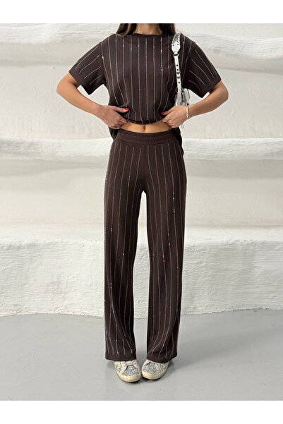 olalapasha New Season Stone Detailed Modal Fabric Double Set