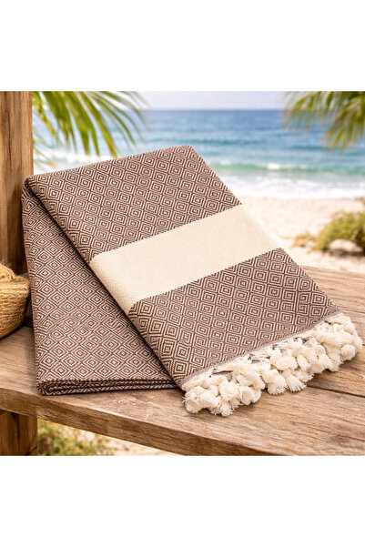 serelya Beach Towel Peshtemal 100% Cotton Diamond Patterned Turkish Peshtemal...