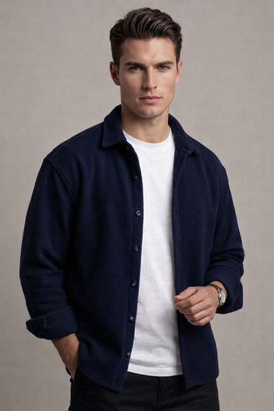 SKYBEAR Erkek Oversize Polar Gömlek Ceket – Yumuşak Dokulu Kalın Polar Gömlek