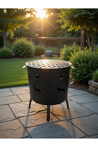 kamptek kamp teknolojisi Desenli Bahçe Ateş Çukuru Mangal - Outdoor Şömine Iz...