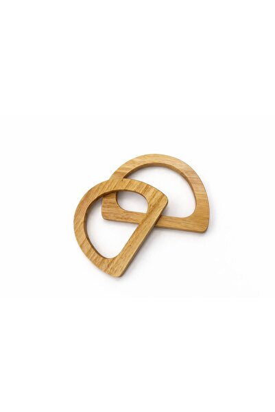 iğne izi 13.5 cm Wooden Bag Handle Half D Model – Natural Wood Bag Handle 2 P...