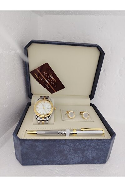 marblino طقم رجالي ساعة ماربلينو فاخرة مع قلم وكبك رسمي