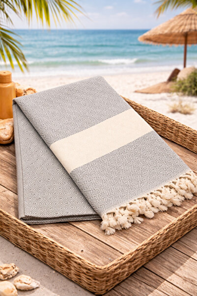 serelya Beach Towel Peshtemal 100% Cotton Diamond Patterned Turkish Peshtemal...
