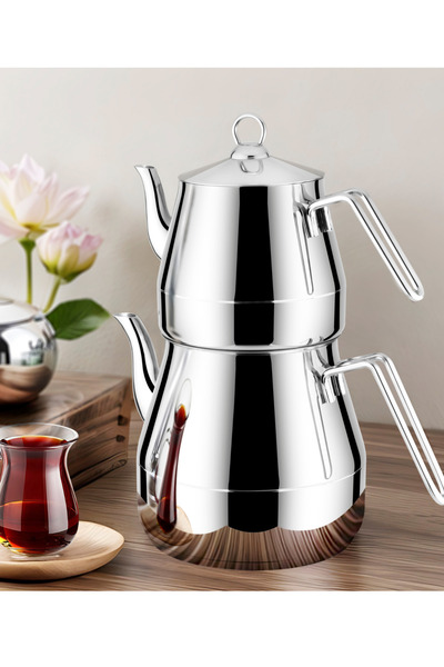 Lines Piramit Mega Boy Paslanmaz Çelik Çaydanlık – Altın Metal Kulplu, Büyük ...