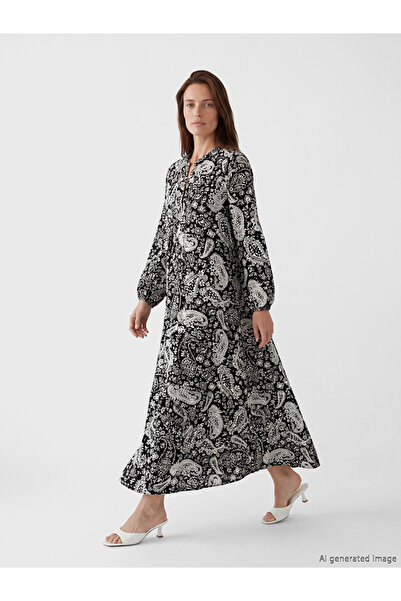 LC Waikiki Rmz Gi̇yi̇m Farkiyla Hakim Roba Collar Embroidered Dress