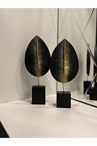 İnci line souvenırs Modern İkili Yaprak Dekor Biblo Altın Renk Salon Konsol M...