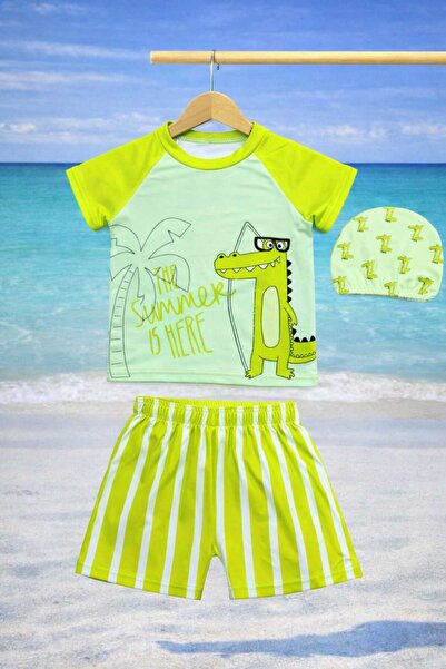 CHİCKİDSWEAR Dečiji kupaći kostim, set od 3 delova: majica + šorts + kapa za ...