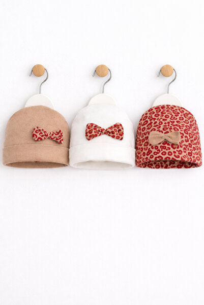 miniboncuk 3-Piece Red Leopard Series Baby Hat