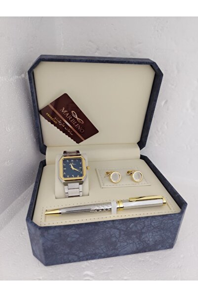 marblino طقم رجالي ساعة ماربلينو فاخرة مع قلم وكبك رسمي