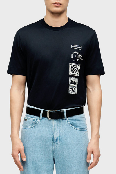 Emporio Armani 100% Cotton Regular Fit Crew Neck Printed t Shirt Men's t Shir...