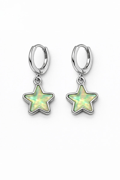 MakeWell Butterfly Star Clover and Crescent Figure Dangle Hoop Earrings Silve...