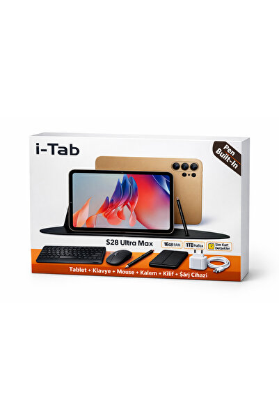 İ-TAB S28 Ultra Max 10.1" Tablet 16GB RAM 1TB Hafıza Sim Kartlı Klavye Mouse ...