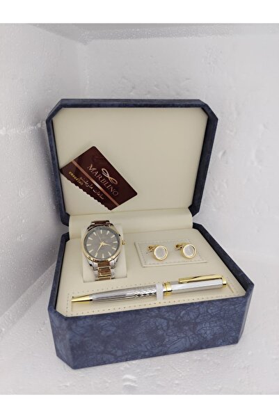 marblino طقم رجالي ساعة ماربلينو فاخرة مع قلم وكبك رسمي