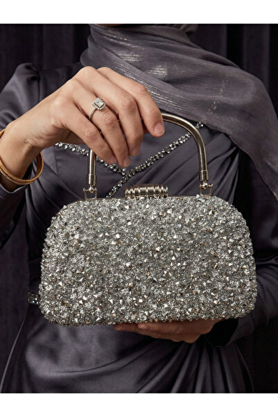 Çanta Trend Γυναικείο βραδινό φόρεμα με μακριά τιράντες από κρυστάλλινη πέτρα...