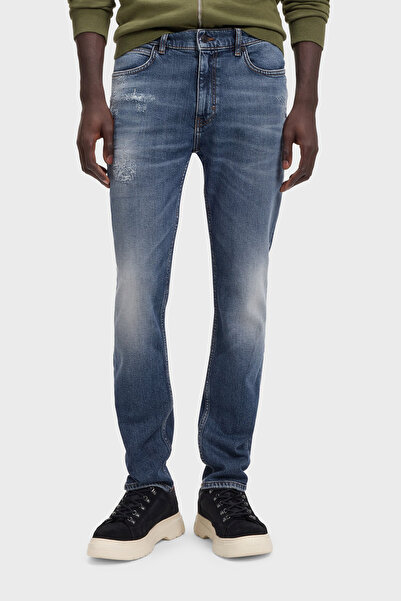 HUGO Pamuklu Esnek Kumaştan Slim Fit Dar Paça Jeans Erkek KOT PANTOLON 505551...