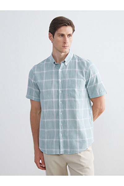 LC Waikiki Peak New Season Regular Fit Short Sleeve Plaid Poplin Men's Shirt