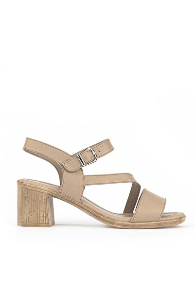 Ziya , Women's Genuine Leather Heels Sandals 1611020Z2219 Beige