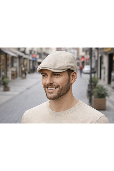 PaminBags Aksesuar Λινό Ελαστικό Καπέλο Πάπιας με Γείσο ÜN0080