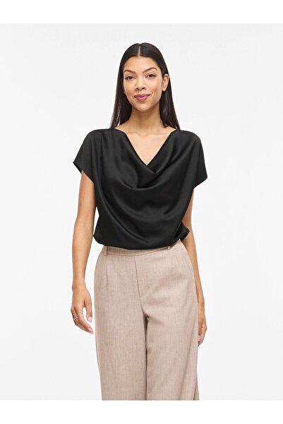 VILA Oberteil mit kurzen Ärmeln VIELLETTE Wasserfall