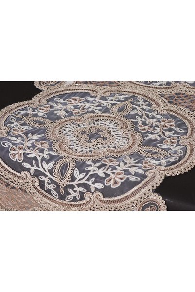 Ceki Home Set de sufragerie 5 piese Alya French Set de dantelă piese fără cusături Set de sufragerie napron piese
