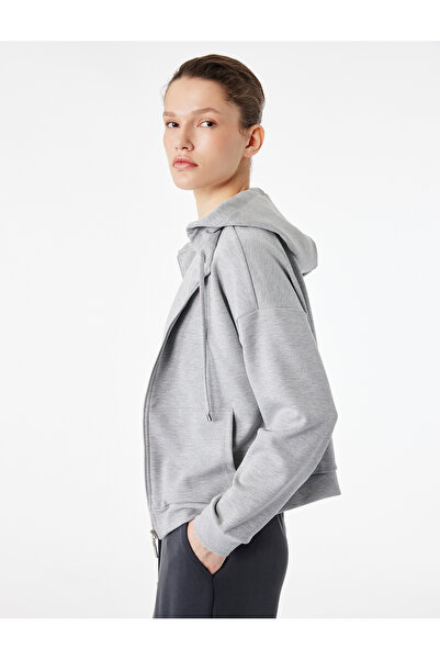 Koton Modal Long Sleeve Pocketed Full Zipper Hooded Sweatshirt