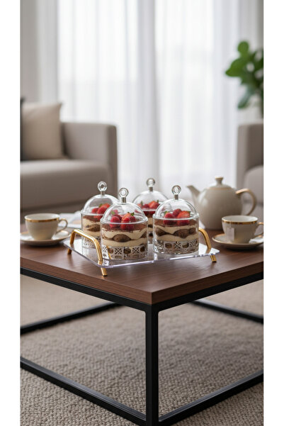 Generic A luxurious serving tray set with an elegant stand and comfortable ha...